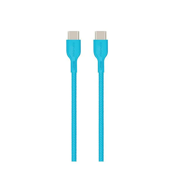 Promate 60W USB‐C to USB‐C cable with Power Delivery Support, 1Meter,Blue| POWERBEAM-CC.Blue