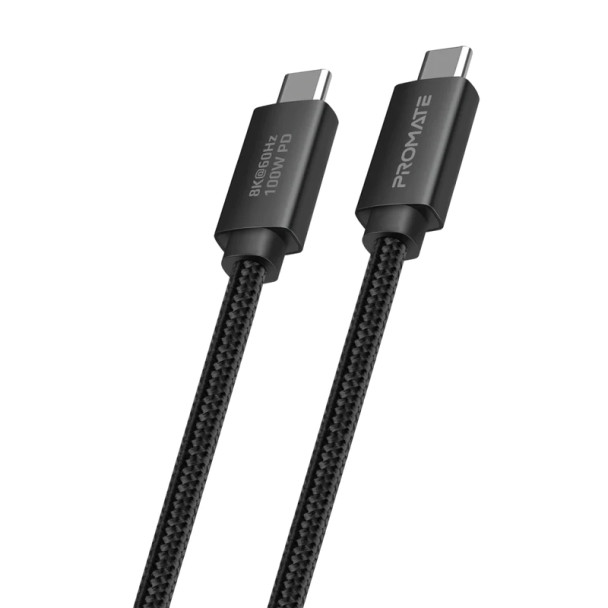 Promate 40Gbps SuperSpeed USB4 Cable.The PrimeLink-C40 supports charging outputs of up to 100W and high-resolution displays up to 8K | PrimeLink-C40