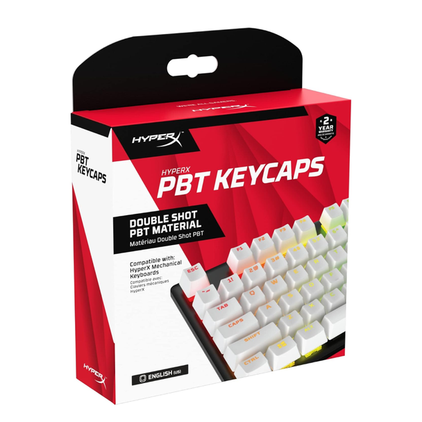 HyperX PBT Keycaps – Full Key Set, Double Shot PBT Material - English Layout, 104 Keys – White