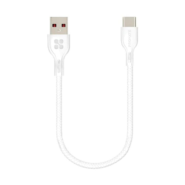 Promate 25cm USB‐C Data Sync & Charge Cable with 2A Support,White| POWERBEAM-25C.White