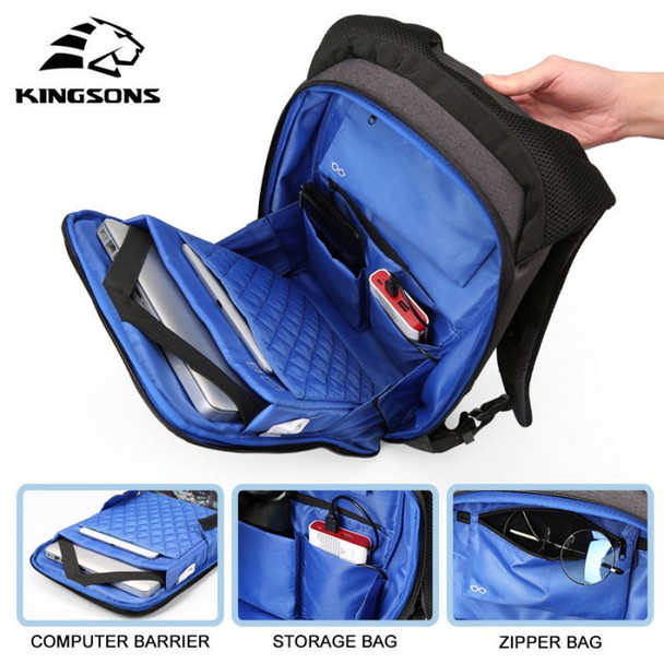 Kingsons Backpack 13-14 inch , Gray | KS3149W