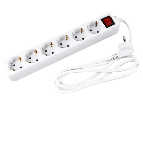 INVO B06S German Electric Power Strip With 6 Outlets ,1.8m Cable ,6 WAY , White | INV-W06S