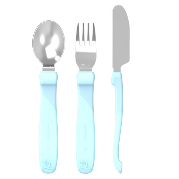 Twistshake Learn Cutlery Stainless Steel 12+m Pastel , Blue | 78210