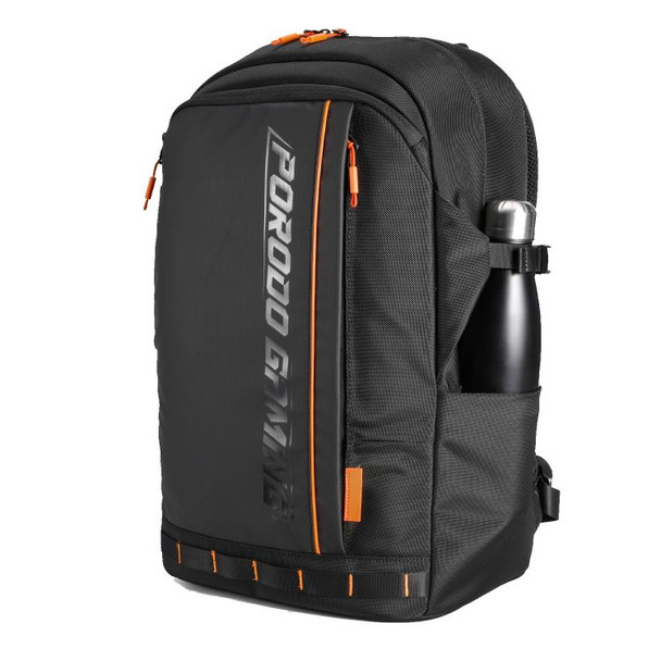 Porodo Gaming Water-Resistan PU Laptop Backpack With USB-C Port and PS5 Compartment , Black/Orange | PDX534