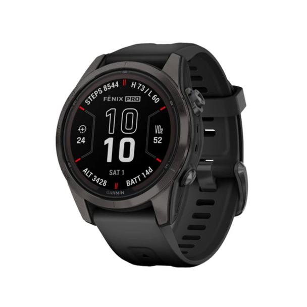 Garmin fenix 7S Pro – Sapphire Solar Edition Carbon Grey DLC Titanium with Black Band | 010-02776-11