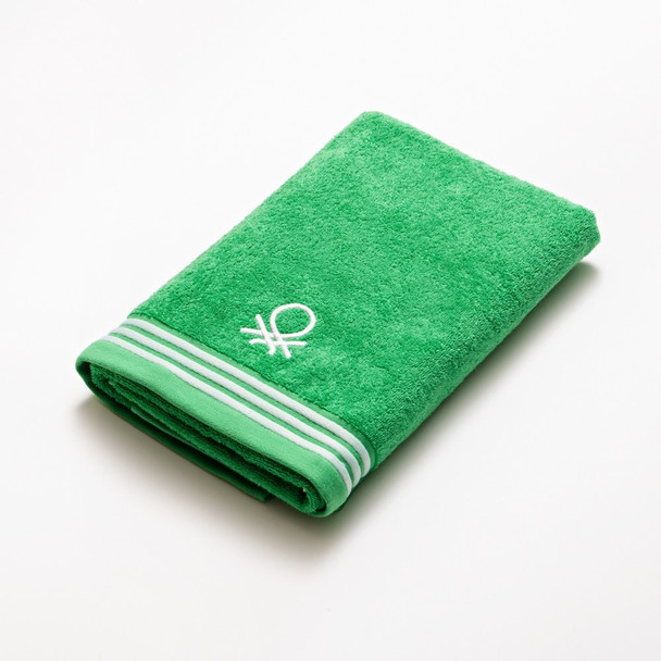 Benetton Home Bath Towel 70x140cm 450Gsm 100% Cotton Green W/ Stripes Rainbow Be| BE-1488