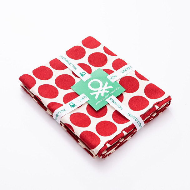 Benetton Home Table Cloth 170x200cm Printed 190Gsm 100% Panama Cotton Red Dots FW23 Be |  BE-2179