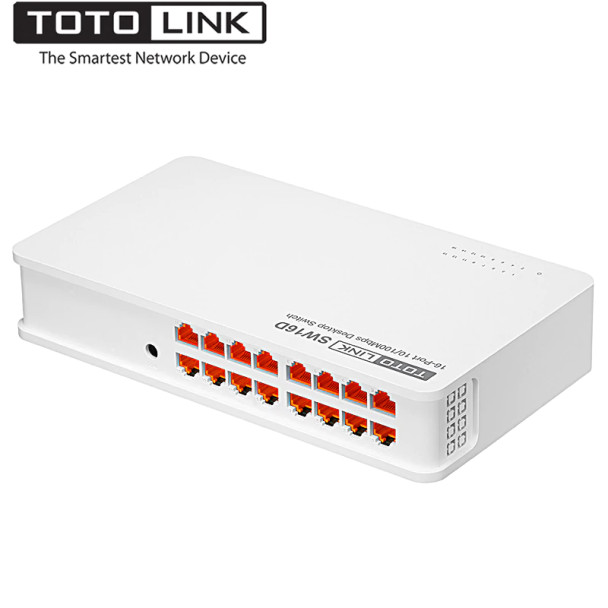 TOTOLINK 16 Ports 10/100 Fast Ethernet Unmanaged Network Switch, Ethernet Splitter, Ethernet Hub, Plug and Play, Fanless, Quiet ( SW16D ) (6952887401507)