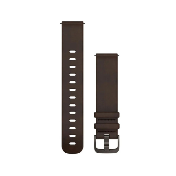 Garmin Quick Release Bands 20 mm - Dark Brown Leather - Slate Hardware- for Venu 2 Plus - Fits Wrists with a Circumference of 126-203 mm | 010-12932-56
