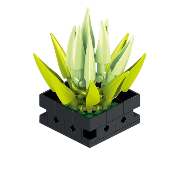 MJI Mini Puzzle Bricks Succulents Potted Plant Building Blocks - 77 Pcs - Green | MJI-13008