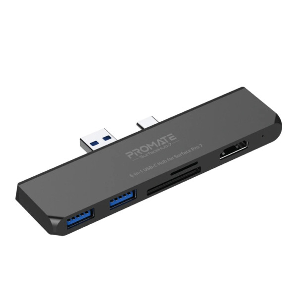 PROMATE 6-in-1 USB-C Hub for Microsoft Surface Pro 7 | SurfaceHub-7 (Available in Black or Grey)