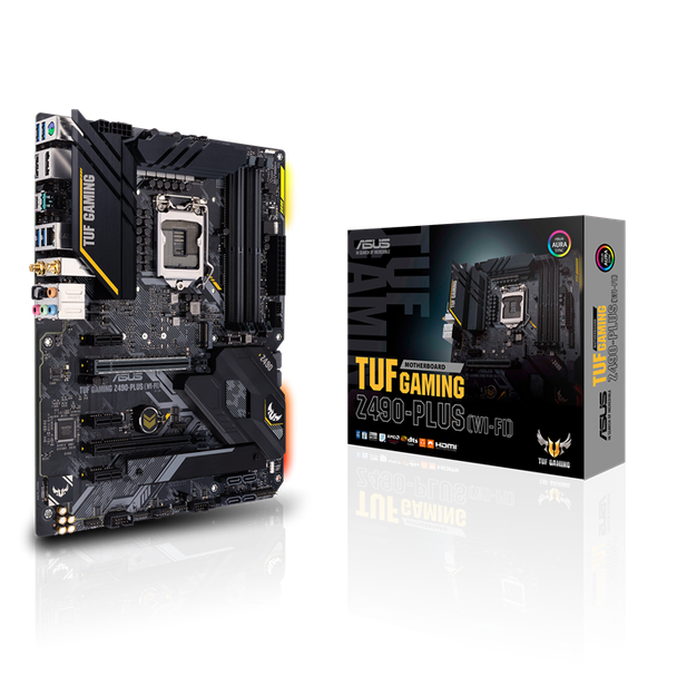 ASUS TUF Gaming Z490-Plus (WiFi 6), LGA 1200 (Intel 10th Gen) ATX Gaming Motherboard (Dual M.2, 12+2 Power Stages, USB 3.2 Front Panel Type-C, Intel WiFi 6 & 1Gb LAN, Aura Sync)