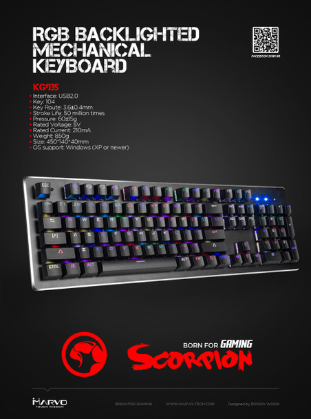 MARVO SCORPION KG935 MECHANICAL GAMING KEYBOARD