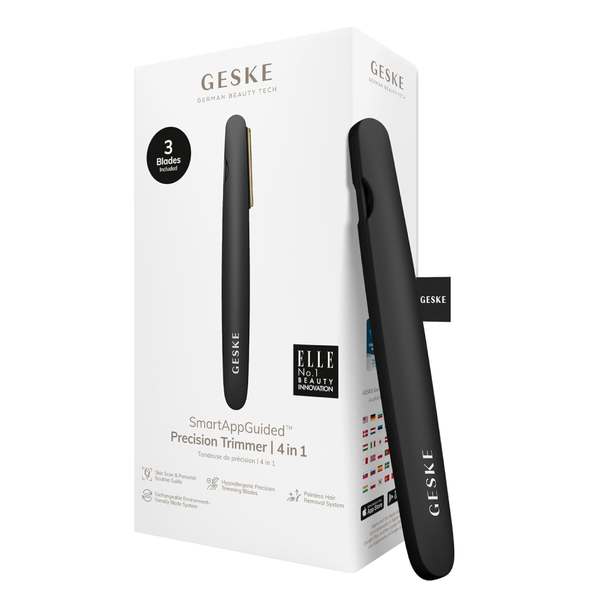 GESKE 4-in-1 precision trimmer grey painless hair removal tool for face and body with exchangeable blades