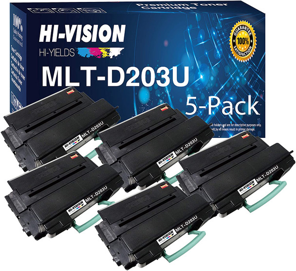 HI-Vision Compatible Samsung MLT-D203U Ultra High Yield Toner Cartridge Replacement, Black (15,000 Pages) for use with ProXpress M4020, M4070 (5 Pack)