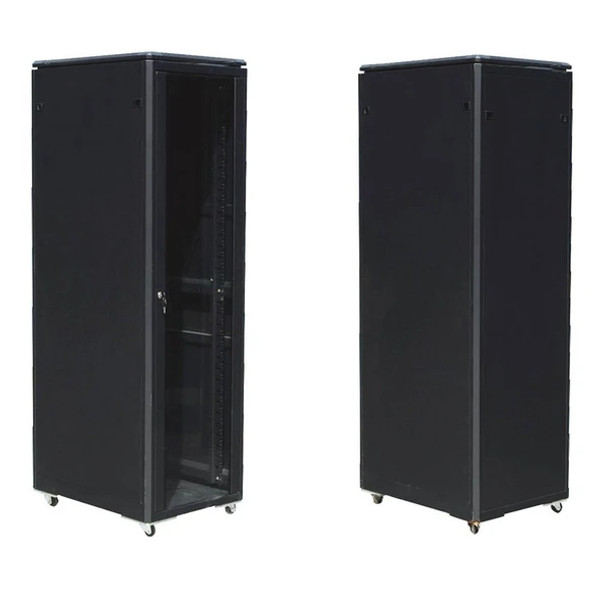 Server Cabinet Eusso 27U W600*D800 Door Type Front Glass-Rear Metal 4 Cooling Fans + 1 Fixed Shelf | MS-EJS6827-GM