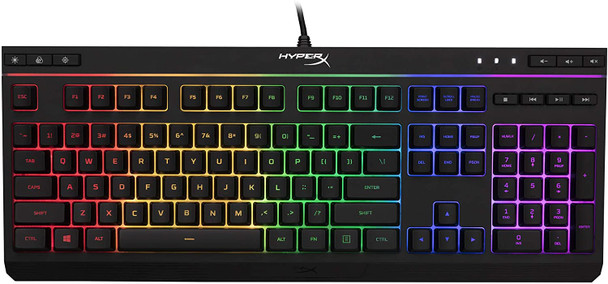 HyperX Alloy Core RGB membrane gaming keyboard black with signature light bar and 5-zone RGB lighting