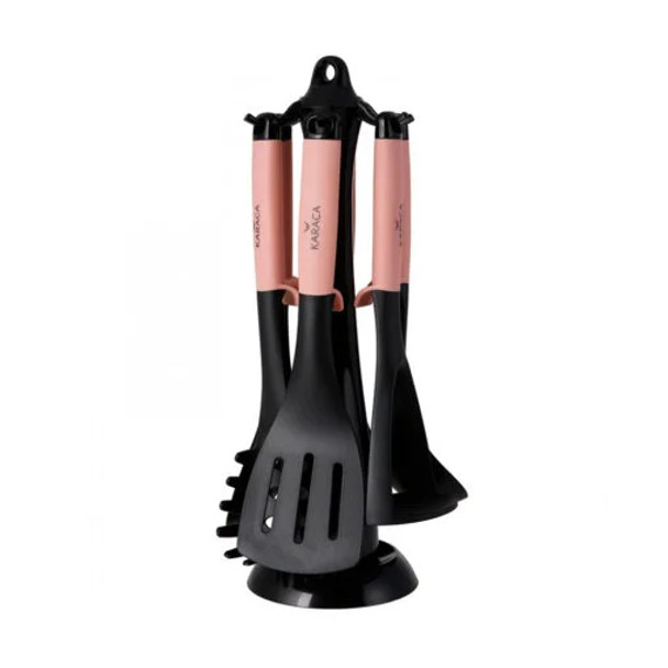 Karaca Blush 7Pcs With Stand Service Set 1 Tablespoon Soup + 1 Tablespoon Net + 1 Tablespoon of Rice + 1 Tablespoon Pasta + 1 Cake Scoop + 1 Tablespoon Vegetable puree + 1 Spoon Holder |  153.03.07.6092