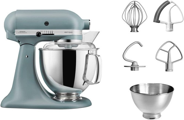 KitchenAid Tilt-Head Artisan Mixer Fog Blue 4.8L + 3L Bowl + Flex Edge Beater | 5KSM175PSBMF