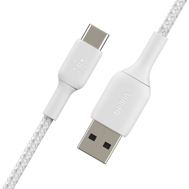 Belkin BoostCharge Braided USB-C to USB-A Cable 3m – White | CAB002BT3MWH