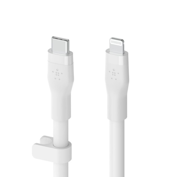 Belkin BoostCharge Flex USB-C to Lightning Silicone Cable 1m – White | CAA009BT1MWH