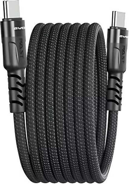 AWEI Magnetic Portable Data Cable 60W Fast Charge Black | CL-166T-BLACK