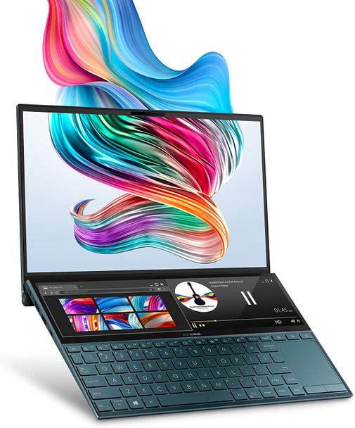 ASUS ZenBook Duo UX481 Laptop, 14” FHD NanoEdge Bezel Touch, Intel Core i7-10510U, GeForce MX250, 16GB RAM, 1TB PCIe SSD, Innovative ScreenPad Plus, Windows 10 Pro, Celestial Blue, UX481FL-XS74T (10002011)