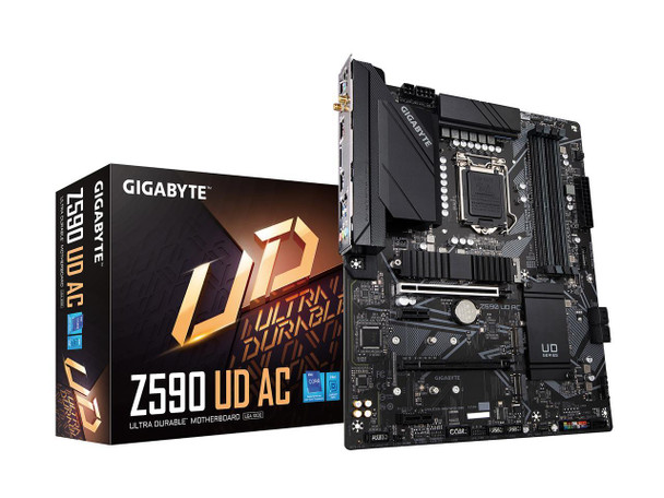 GIGABYTE LGA 1200 Intel Z590 ATX Motherboard with Triple M.2, PCIe 4.0, USB 3.2 Gen 2, Intel Wireless-AC, 2.5GbE LAN | Z590 UD AC