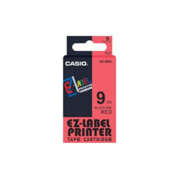Casio XR-9RD1 9mm black on red label tape cassette cartridge for KL series printer