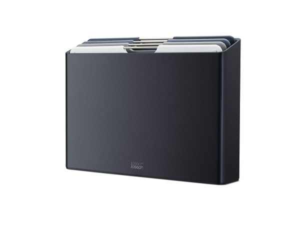 Joseph Joseph Folio Plastic Cutting Board Set with Storage Case - Graphite, Large, 4 Pieces | 60184