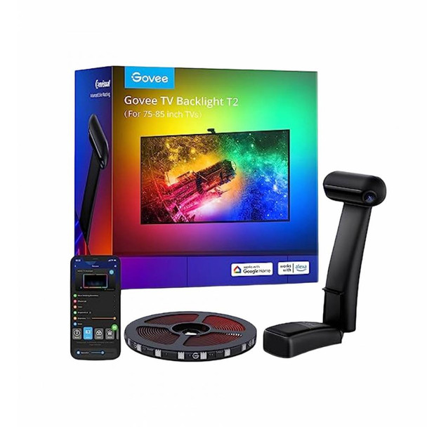 Govee Envisual TV LED Backlight T2 with Dual Cameras 16.4ft RGBIC Wi-Fi LED Strip Lights for 75-85 inch TVs | H605C