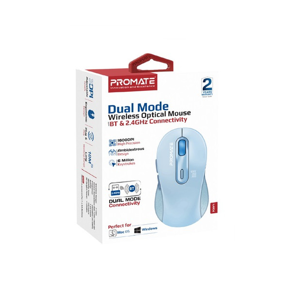 Promate Wireless Optical Mouse Dual Mode – Blue | KEN