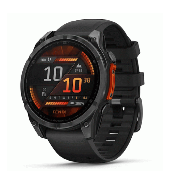 Garmin fenix 8 – 51 mm Smartwatch, AMOLED  - Sapphire, Carbon grey DLC titanium with Black/Pebble Grey Silicone Band | 010-02905-21