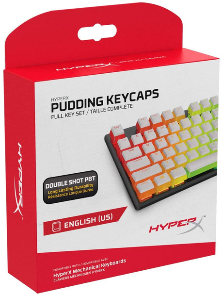 HyperX Pudding Keycaps Full Key Set (White PBT) - US Layout | HKCPXP-WT-US/G