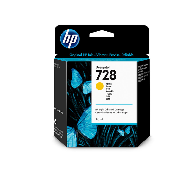 HP 728 40-ml DesignJet Original Ink Cartridge - Yellow | F9J61A