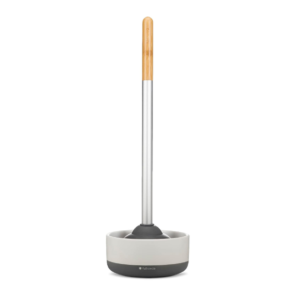 Full Circle Royal Plunge - Bathroom Toilet Plunger with Ceramic Holder | FC18145W