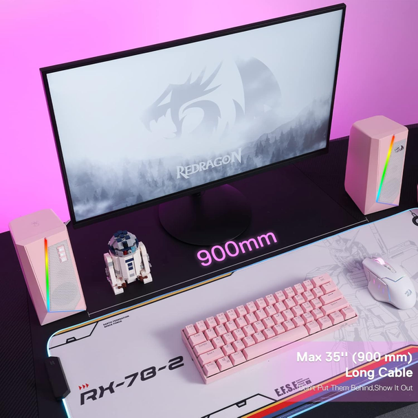 Redragon GS520P Gaming Speakers, Pink | GS520P