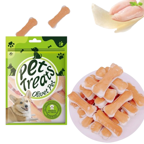 Olivet Pet Dog Treat Bones - Chicken Wrapped Rawhide Chews (2 pcs, 110g)