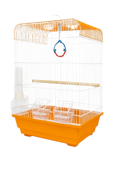 Bird Cage 3DS with Feeder & Water Dispenser - Orange Bird Cage 3DS with Feeder & Water Dispenser - Orange
