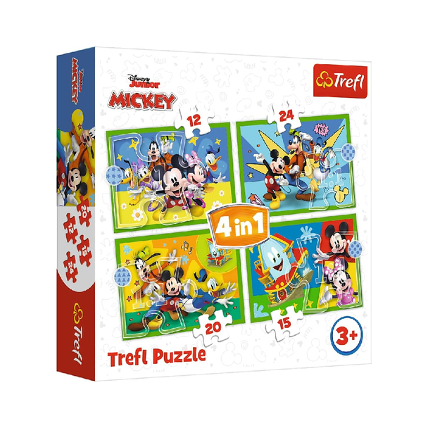 Trefl 4-in-1 Mickey Between Friends Puzzle - 12-24 Pcs | 34616