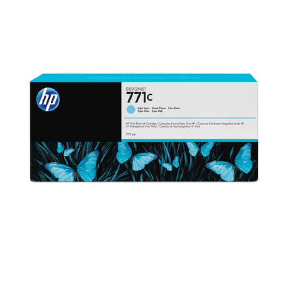 HP 771C 775-ml Light Original DesignJet Ink Cartridge - Cyan | B6Y12A