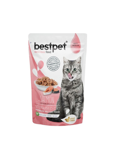 Bestpet Adult Cat Salmon Sterilised In Jelly 85 G | P0037