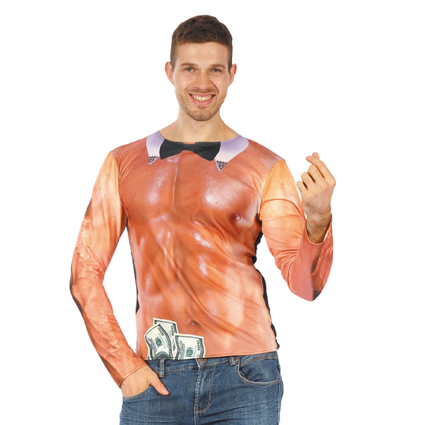Muscle Shirt Costume (Muscle Print T-shirt with Bow Tie & Wallet) | 99865