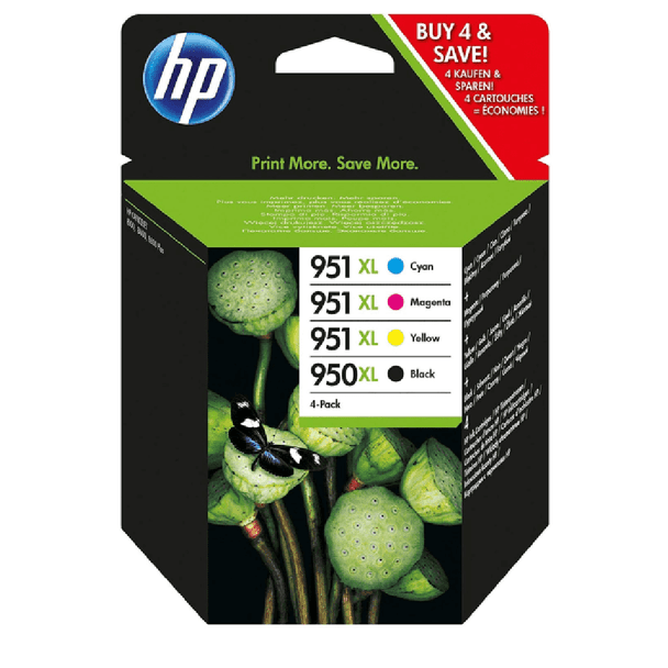 HP 950XL/951XL Value Pack 4 Original Ink - Black + Tri-color | C2P43AE