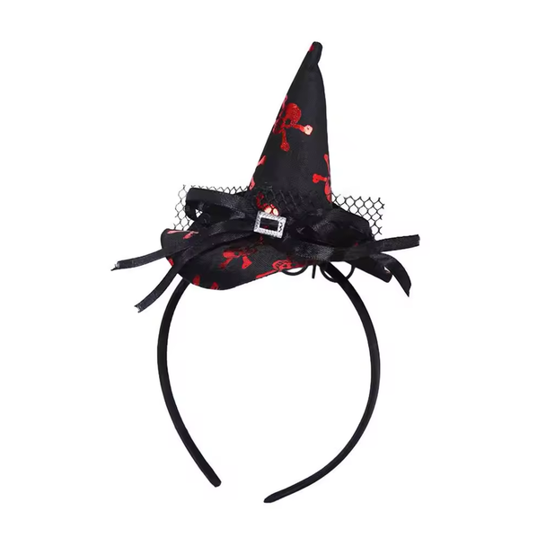 Halloween Witch Cap Headband - Black/Red | AL639-12