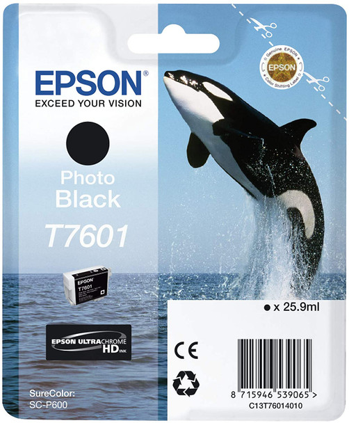Epson Ultrachrome® HD, Killer Whale, Singlepack, 26 ml Photo Black | T76014010