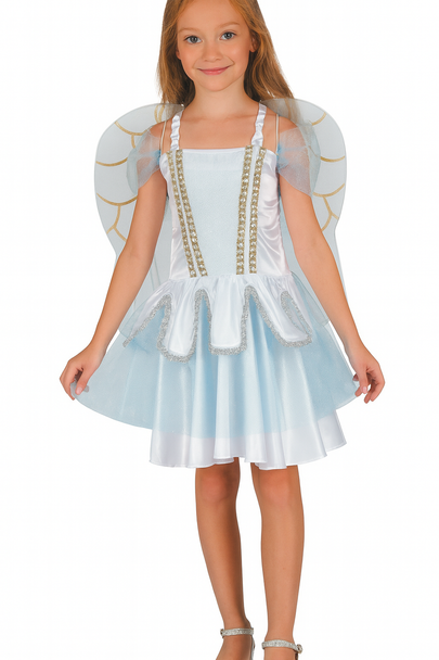 White Fairy Dress Costume (Dress, Wings) - Medium Size | 091317