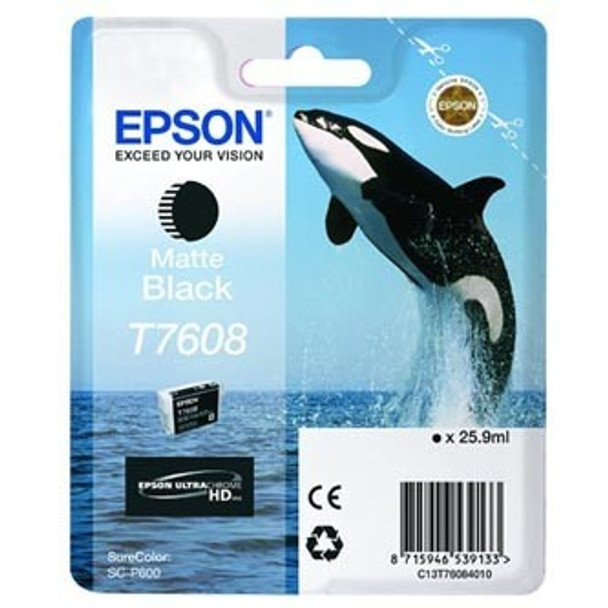 Epson Ultrachrome® HD, Killer Whale, Singlepack, 26 ml Matte Black | T76084010
