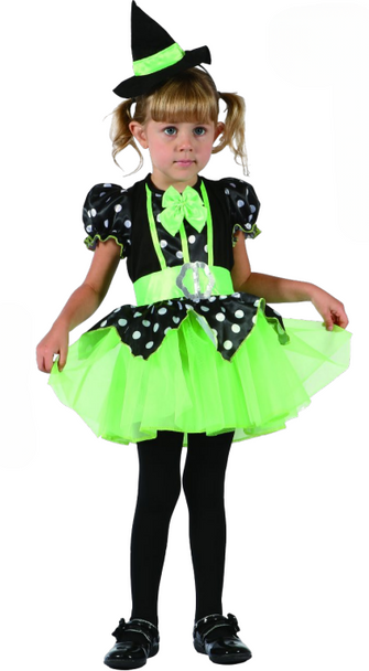 Green and Black Witch Costume (Dress, Belt, Hat) - TODDLER (92-104CM) | 92217
