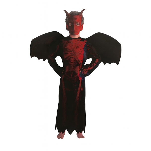 Ninja Fire Skeleton Devil Costume (Mask, Robe, Wings) - Small Size (110-120cm) | 091682 Ninja Fire Skeleton Devil Costume (Mask, Robe, Wings) - Small Size (110-120cm) | 091682